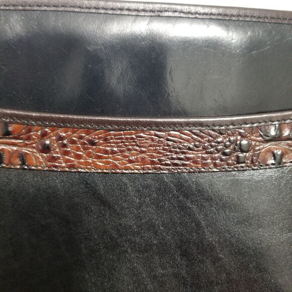 Brahmin Vintage Rare 90's Black Leather Brown Croc Shoulder Bag - Picture 6 of 16